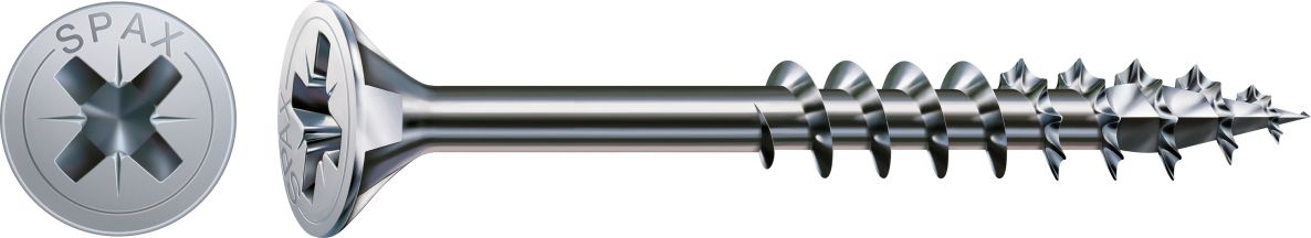 SPAX 1081010500903 Universele schroef 5 x 90 mm, Verzonken kop, Kruis PZ2, Deeldraad, WIROX - 100ST