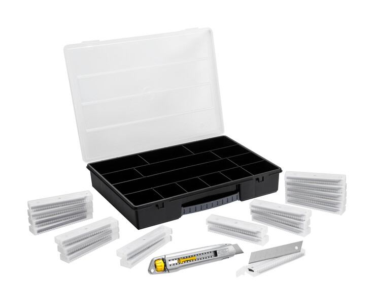 Stanley STHT10019-9 Interlock Afbreekmes 18mm + 20 x 10 Afbreekmesjes18mm in organiser