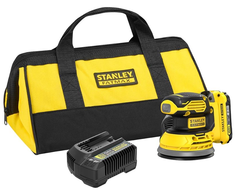 Stanley SFMCW220D1S FATMAX® V20 Accu Excenterschuurmachine 125 mm 18V 2.0Ah in Softbag