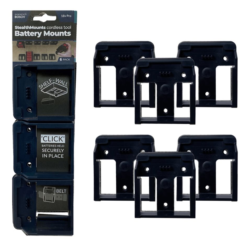 StealthMounts BM-BO18-BLU-6 Blauwe batterijhouders voor Bosch 18v (6 Set)