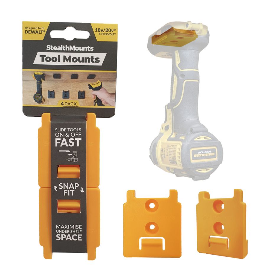 StealthMounts TM-DW18-YLW-4 Gereedschapbevestigingen geel voor Dewalt XR (4 stuks)