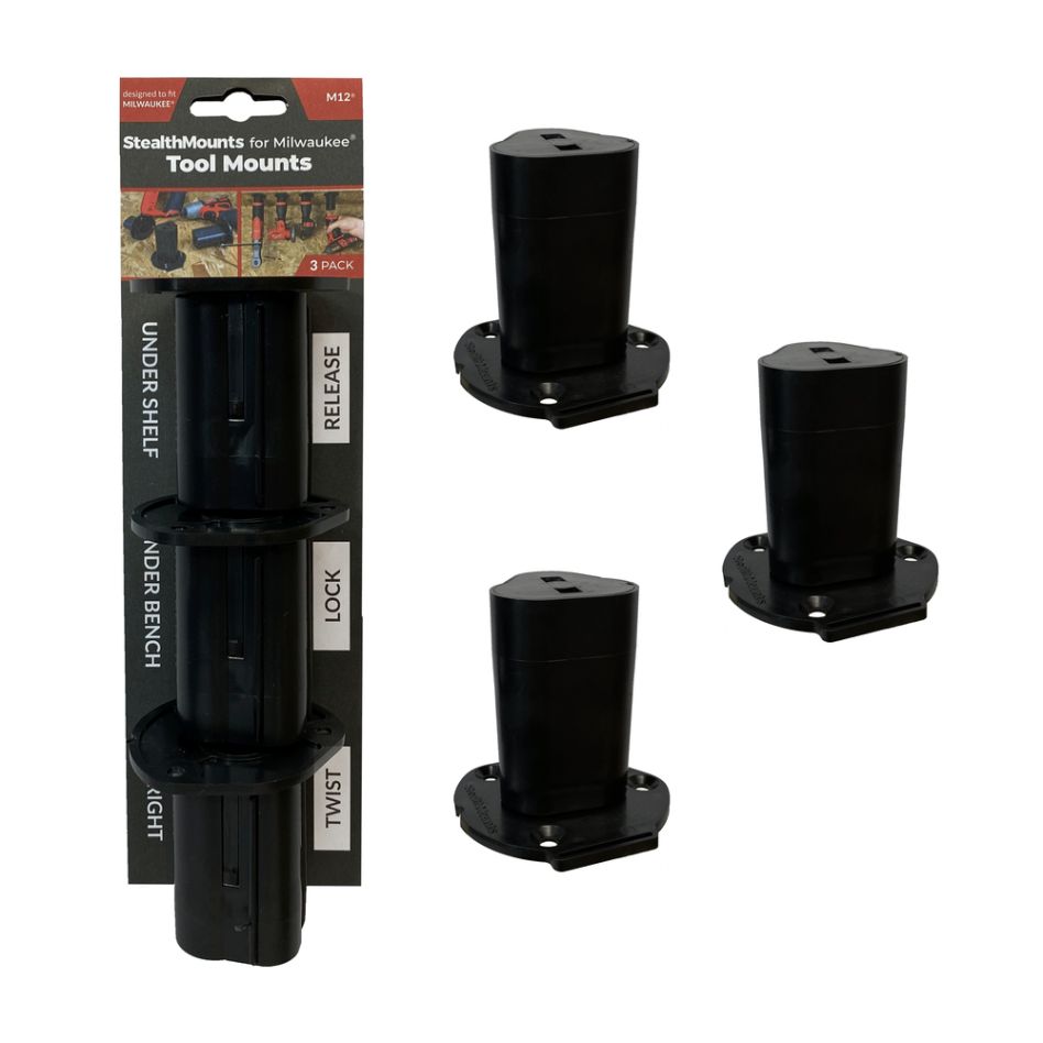 StealthMounts TM-MW12-BLK-3 Zwarte Gereedschapshouders voor Milwaukee M12 (3 Pack)
