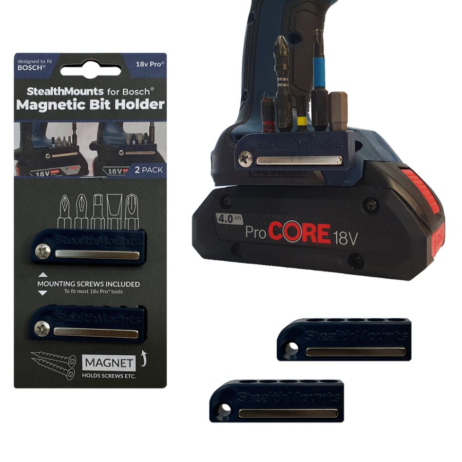 StealthMounts BH-BO-BLU-2 Blauwe Bithouder voor Bosch 18v (2 Pack)