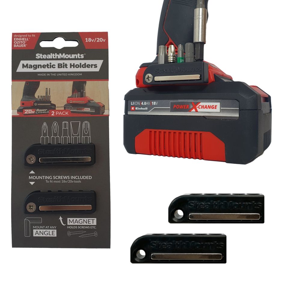 StealthMounts BH-EOB-BLK-2 Zwarte Bithouder voor Ozito/Einhell/Bauer (2 Set)