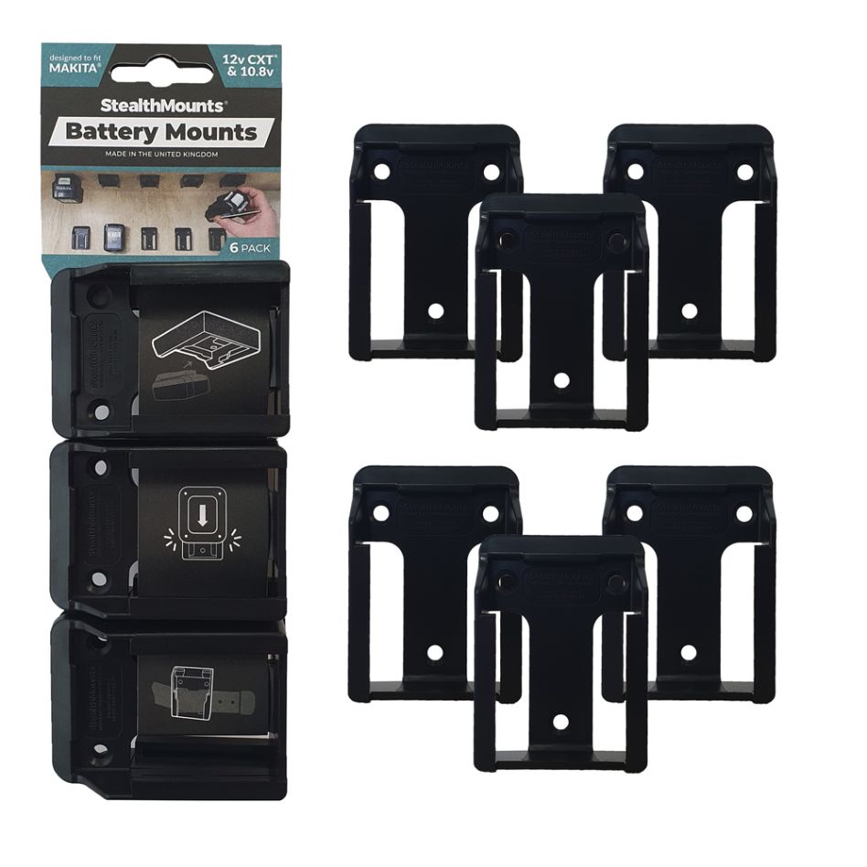 StealthMounts BM-MK12-BLK-6 Zwarte batterijhouders voor Makita 12v CXT (6 stuks)