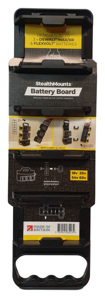 StealthMounts BD-DW20-H-1 Zwarte Batterijhouder voor Dewalt 20v XR met handgreep