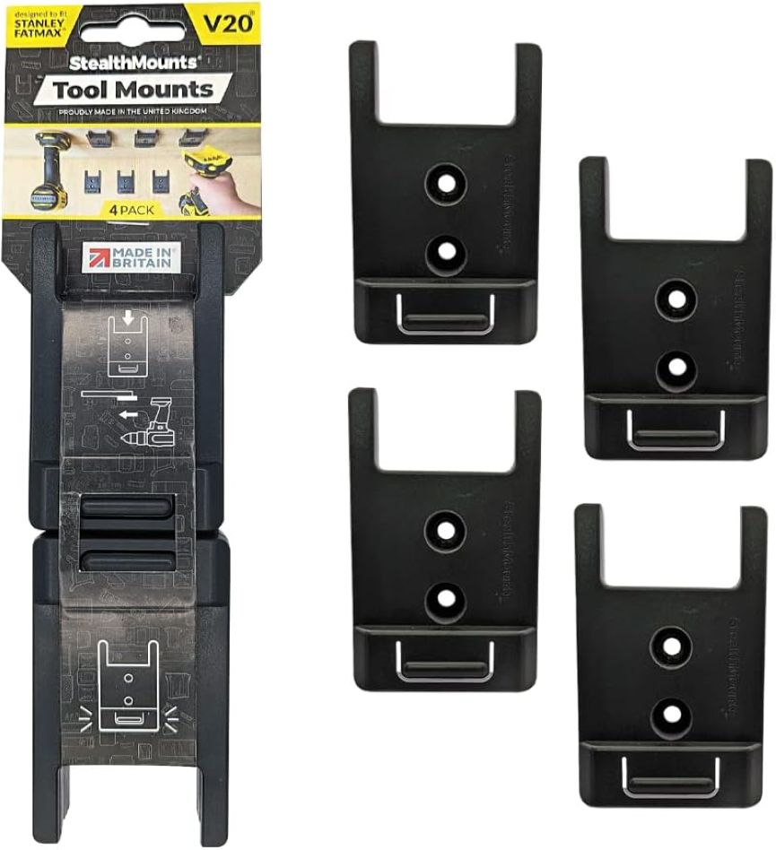 StealthMounts TM-ST20-BLK-4 Zwarte Gereedschaphouders voor Stanley Fatmax V20