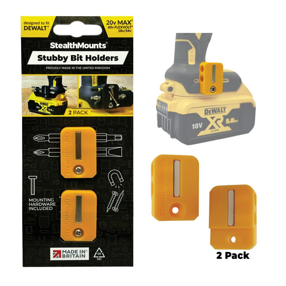 StealthMounts BH-DW-S-YLW-2 Gele Stubby bithouder voor Dewalt (2 Pack)