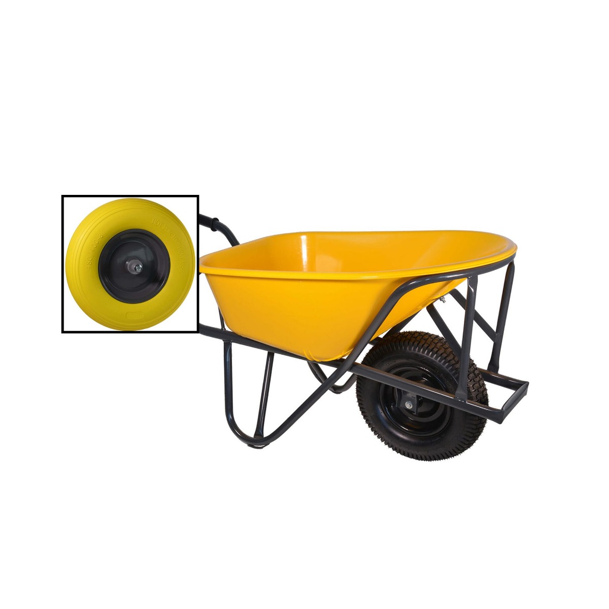 Little Jumbo 1251000950 Stratenmakerskruiwagen HDPE 90L geel met anti-lek wiel