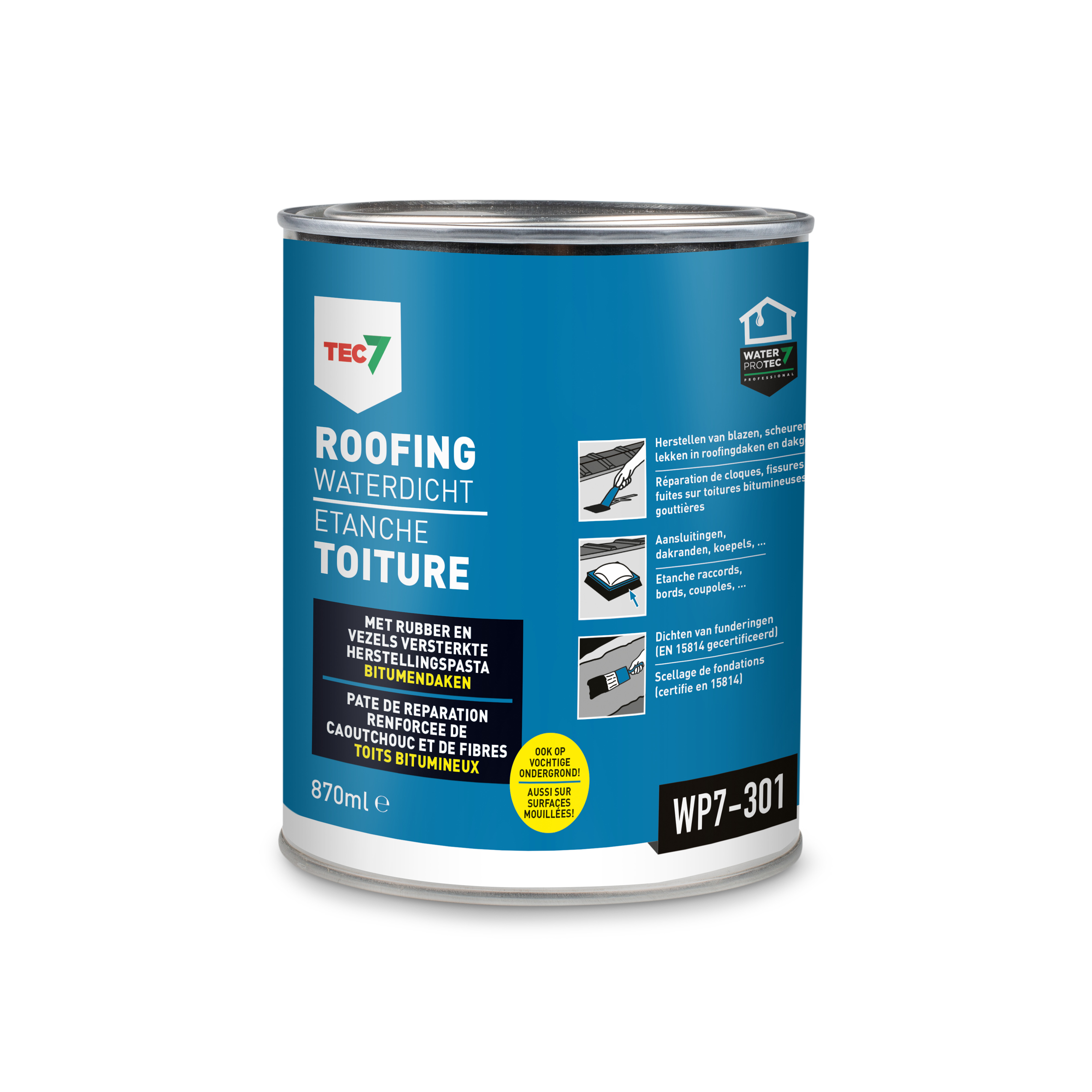 TEC7 602206000 WP7-301 Roofing Waterdicht Herstellingspasta blik 870ml