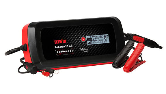 Telwin 830807596 T-CHARGE20EVO Elektronische batterijlader druppellader 12/24V 8/4A