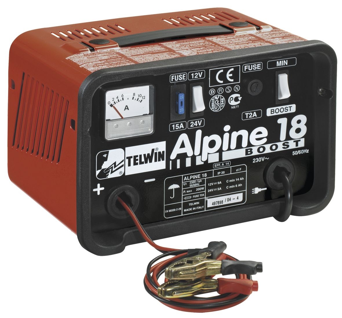 Telwin 830807545 ALPINE 18 Monofazige batterijlader met boost functie 12/24V 9/5A