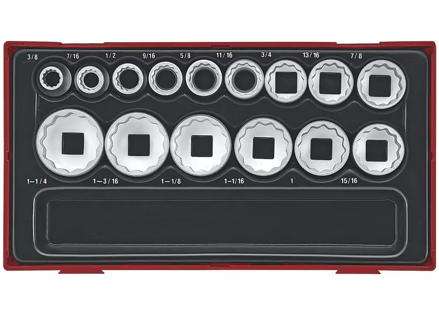Teng Tools 03570306 TT1215AF Doppenset AF TT1 tray 1/2" 12 kant 3/8" tot 11/4" 15 delig