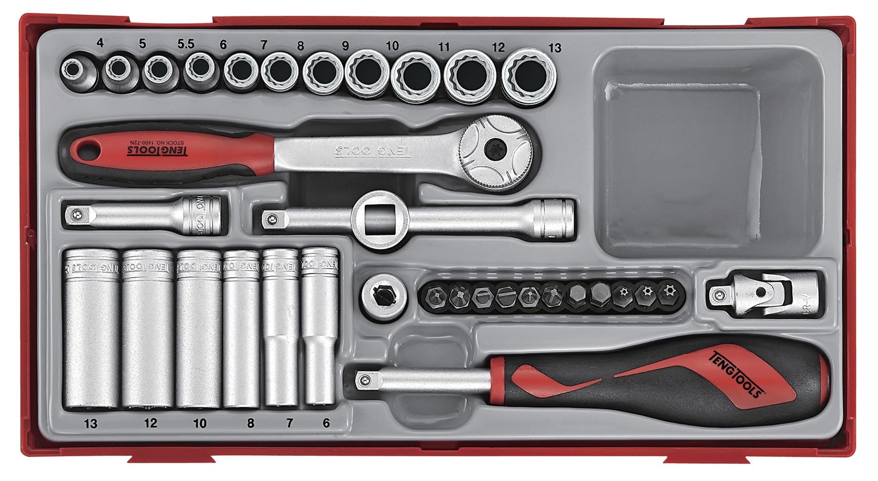 Teng Tools 284640109 TT143512 Doppenset 1/4" 12kant TC-tray 35dlg