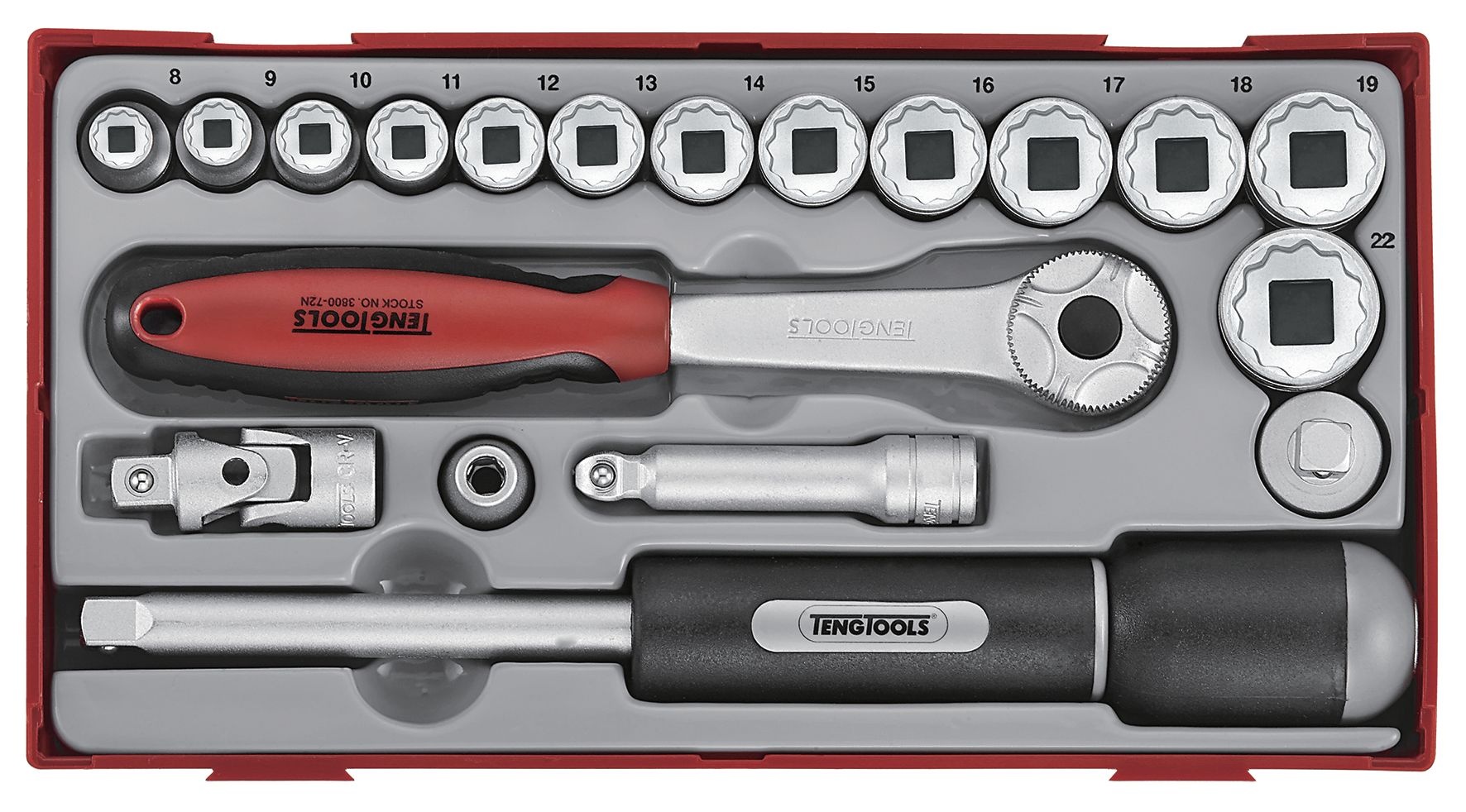 Teng Tools 284650108 TT381912 Doppenset Tc-tray 19dlg 3/8 12-kant