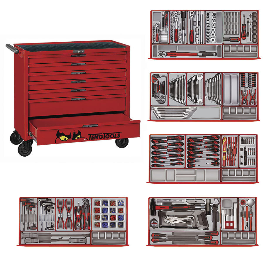 Teng Tools 801008637 TCMM498N2 Gereedschapswagen rood midi master set 7 laden