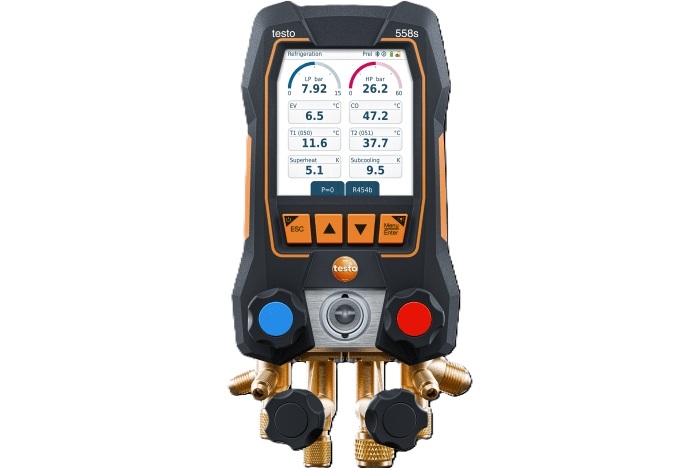 Testo 0564 5581 558s - Digitale manifold met 4-weg-ventielblok en intuïtief touchscreen