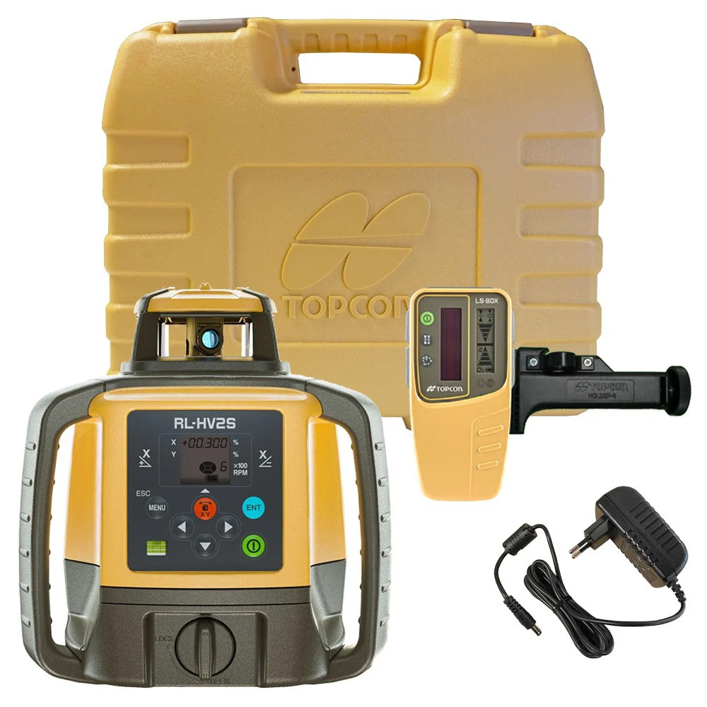 Topcon 1051612-23 RL‑HV2S + LS-80X - Multifunctionele bouwlaser met dubbel afschot