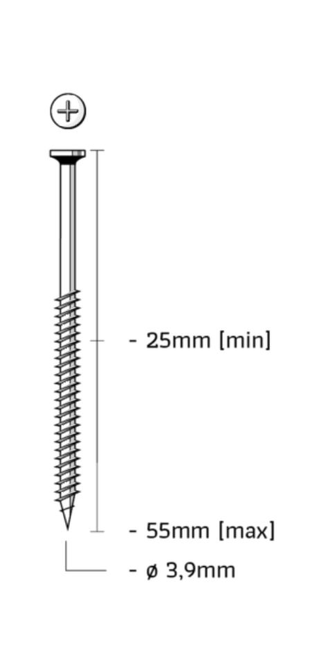 Union SM3.9X35GPB Schroeven op strip gefosfateerd met fijne draad lengte 35mm 1000st