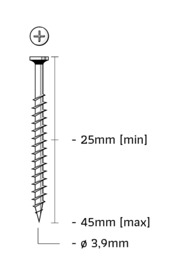 Union SM3.9X45GPGB Schroeven op strip gefosfateerd met grove draad lengte 45mm 1000st