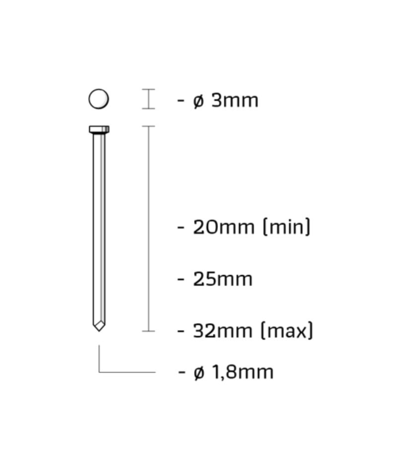 Union TM32AE- Afwerknagel gegalvaniseerd staal 15GA 1,8mm lengte 32mm 1500st