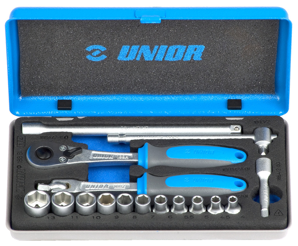 Unior 611996 188BI Dopsleutelset 1/4" in metalen cassette