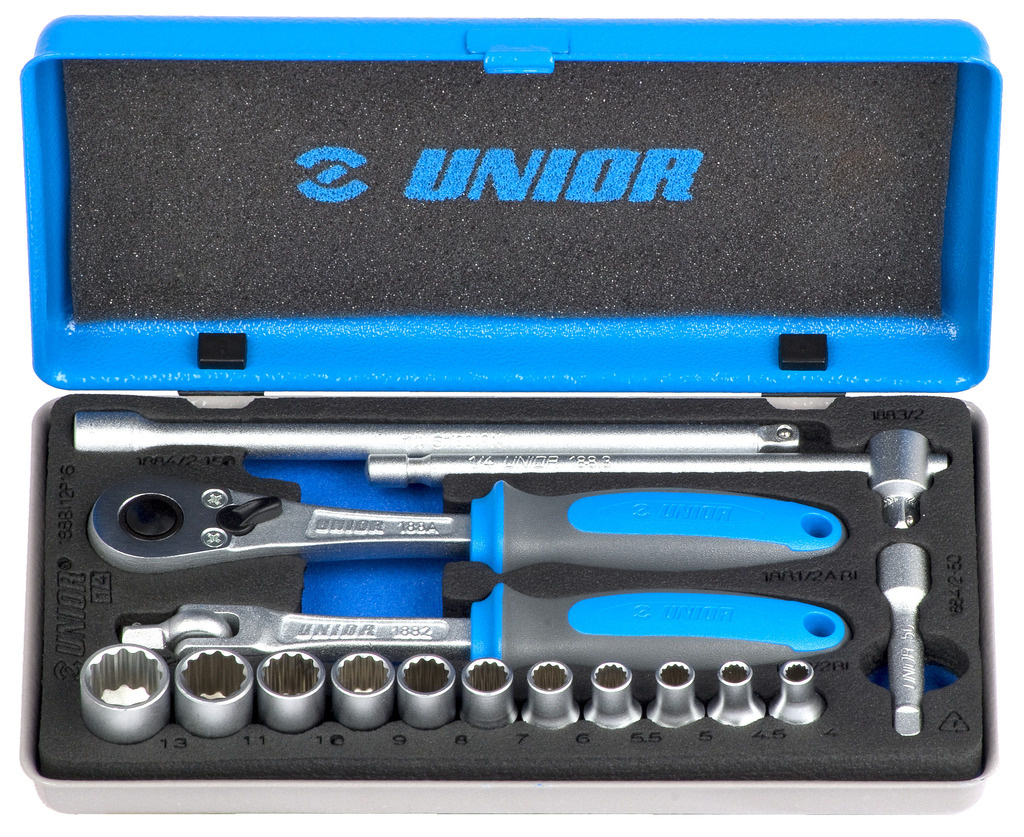 Unior 617118 188BI12P16 Dopsleutelset 1/4" in metalen cassette