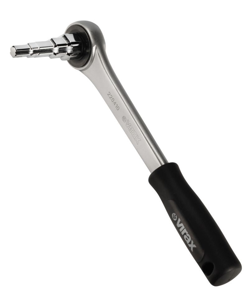 VIRAX 220425 Radiatorsleutel : 3/8" - 1/2" - 3/4" - 1" + Ratel Ø 1/2" vrouwelijk