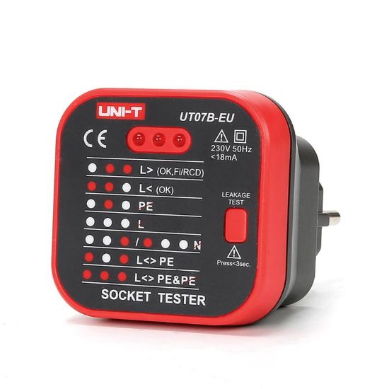 UNI-T UT07B-EU Wandcontactdoos tester met RCD test