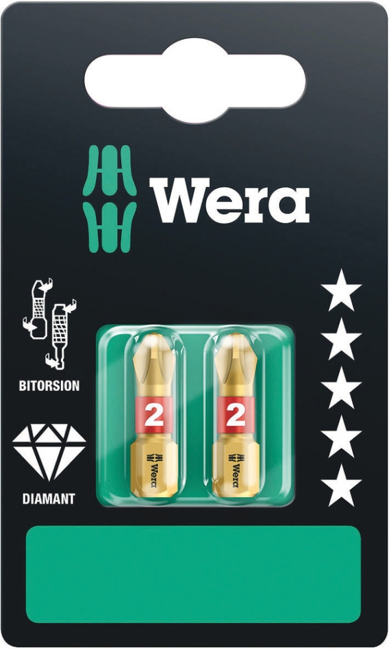 Wera 05073335001 851/1 BDC SB Bits, PH 2 x 25 mm, 2-delig