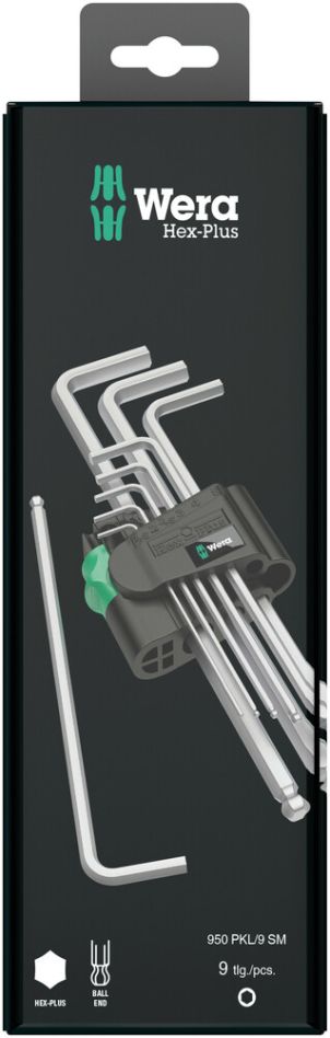 Wera 05073391001 950 PKL/9 SM N SB Stiftsleutelset, metrisch, verchroomd, 9-delig