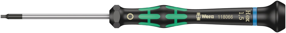 Wera 05118066001 2054 Kraftform Micro Binnenzeskant-Schroevendraaier, 1.5 x 60 mm