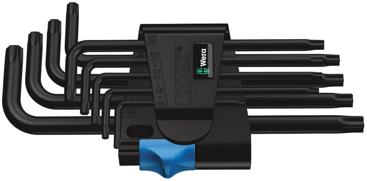 Wera 05024244001 967 L/9 TORX HF Stiftsleutelset met vasthoudfunctie, BlackLaser, 9-delig