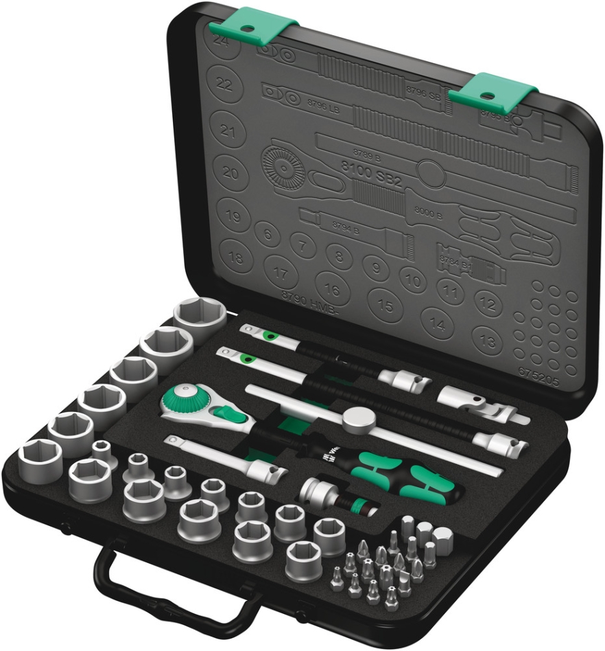 Wera 05003594001 8100 SB 2 Zyklop Speed-ratelset, 3/8"-aandrijving, metrisch, 43-delig