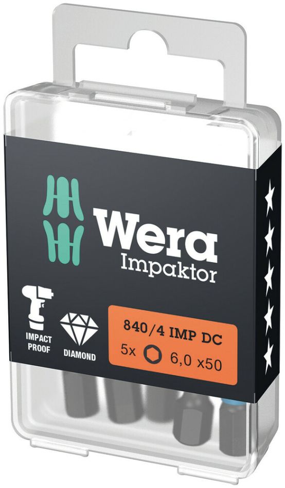 Wera 05057646001 Bitproefhoofd 1/4 inch DIN 3126 E 6,3 SW 6 x 50mm