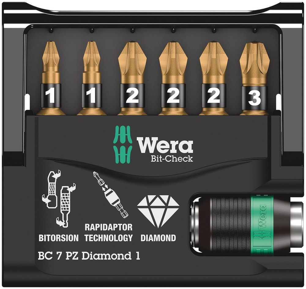 Wera 05073534001 Bit-Check 7 PZ Diamond 1 SB, 7-delig