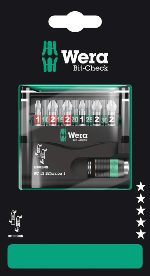 Wera 05136385001 Bit-Check 12 BiTorsion 1 SB, 12-delig
