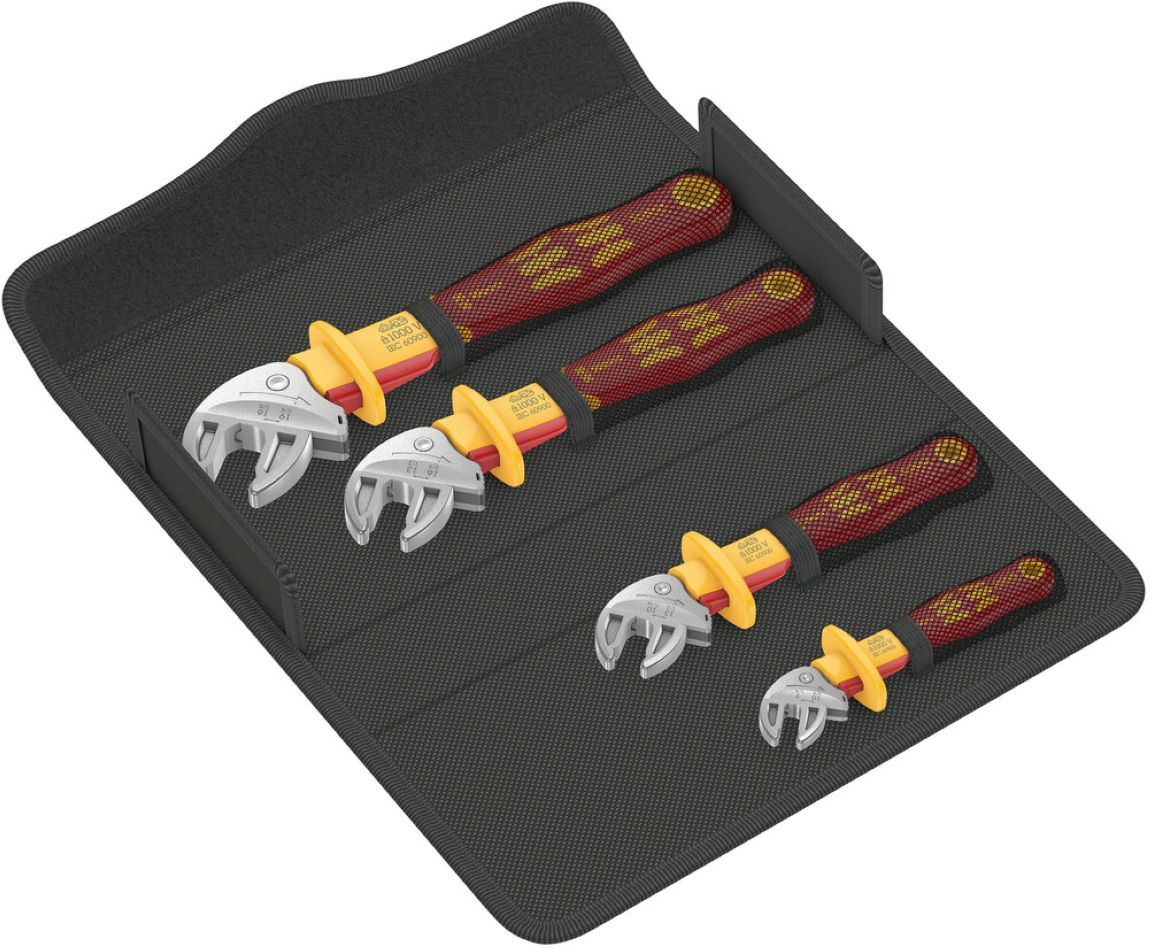 Wera 05020170001 6004 Joker VDE 4 Set 1 VDE geïsoleerde, zelfinstellende steeksleutelset, 4‑delig