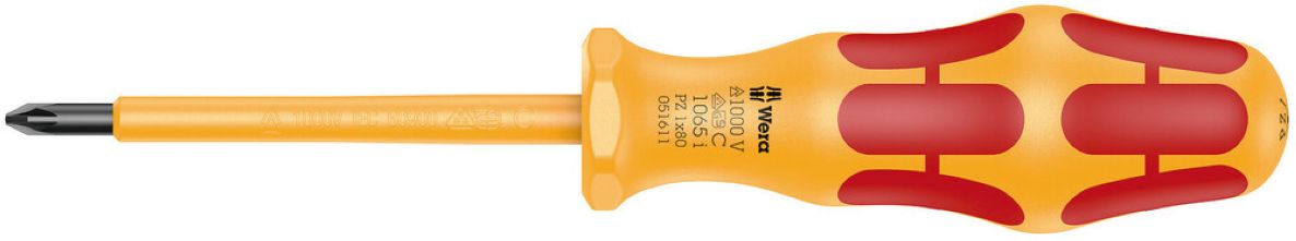 Wera 05051611001 1065 i PZ VDE Schroevendraaier Kraftform Pozidriv 1065 i PZ 1 x 80 mm