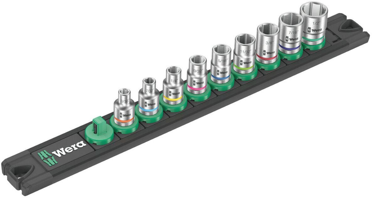 Wera 05005420001 Dop-magneetstrip A Imperial1 Zyklop doppen 1/4"-aandrijving, inch, 9-delig