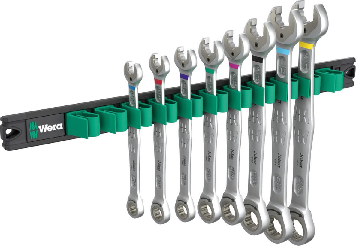 Wera 05020016001 9632 Magneetstrip 6000 Joker Imperial 1 steek-ringratelsleutelset, inch, 8-delig