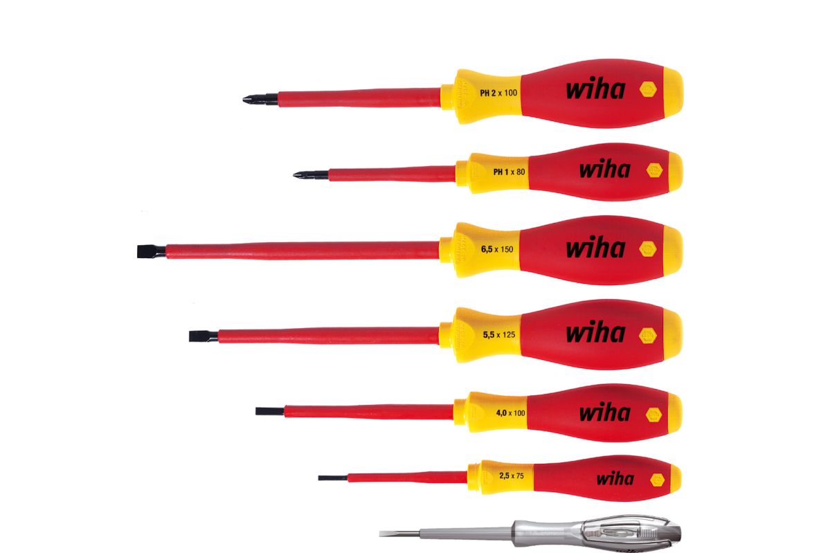 Wiha 00834 Schroevendraaierset SoftFinish electric sleufkop, Phillips 7-delig (00834)