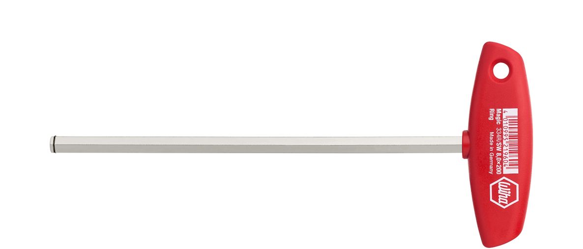 Wiha 22170 Stiftsleutel met dwarsgreep zeskant MagicRing hoogglans vernikkeld 4 mm x 150 mm