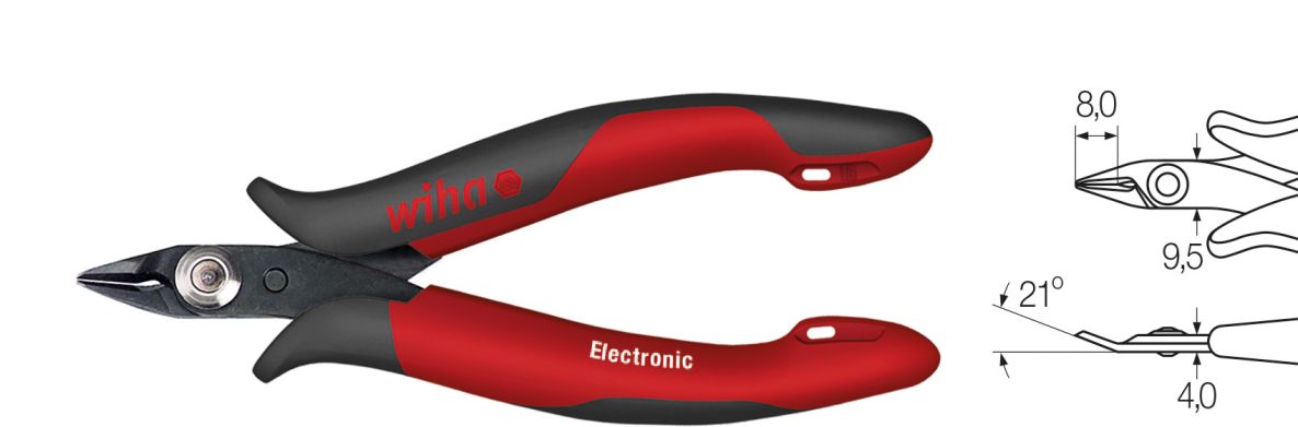Wiha 27388 Zijkniptang Electronic zeer smalle, spitse kop zonder facet 118 mm