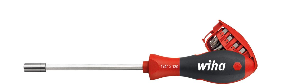 Wiha 32901 Schroevendraaier met bitmagazijn magnetisch assorti met 8 bits, 1/4" (32901)