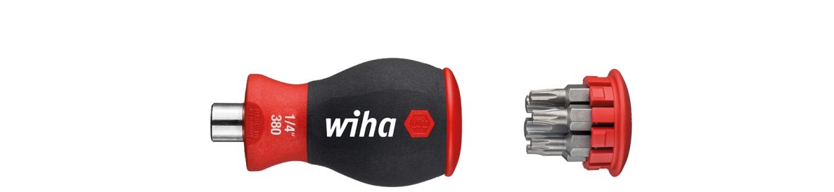 Wiha 10383 Schroevendraaier met bitmagazijn magnetisch TORX® met 6 bits, Stubby, 1/4"