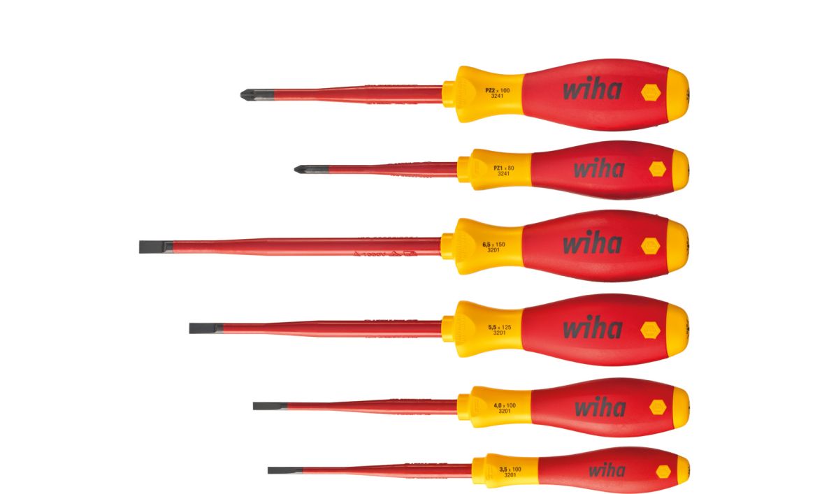 Wiha 36455 Schroevendraaierset SoftFinish electric slimFix sleufkop, Pozidriv 6-delig (36455)