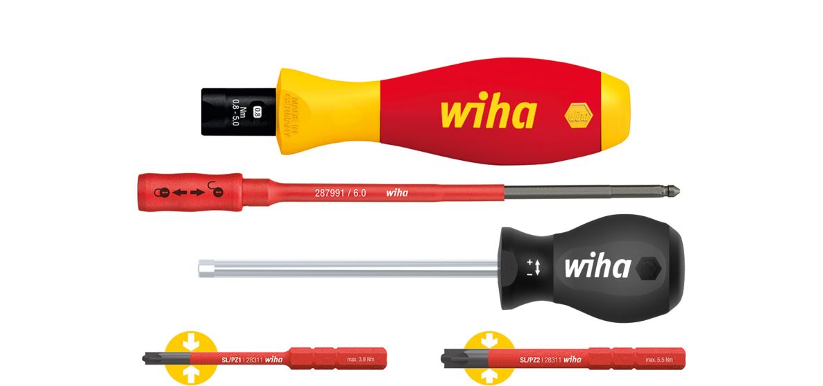 Wiha 38074 Momentschroevendraaierset TorqueVario®-S electric PlusMin/Pozidriv 5-delig, variabel instelbare momentbegrenzing (38074) 0,8-5,0 Nm