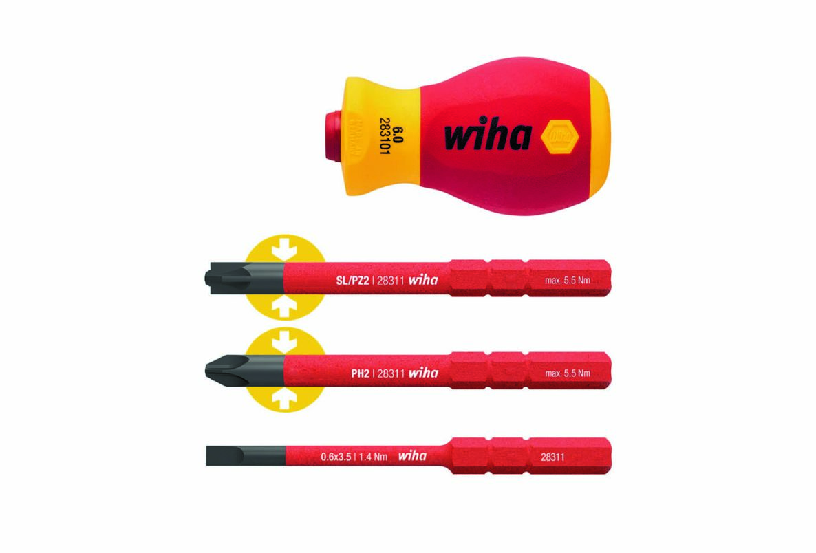 Wiha 41230 Schroevendraaier met bithouderset SoftFinish electric slimVario® Stubby 4-delig (41230)