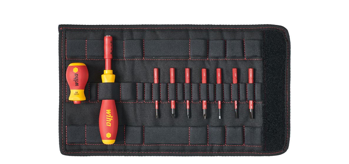 Wiha 41232 Schroevendraaier en bitset slimVario® sleufkop, Phillips, Pozidriv 9-delig in etui (41232)